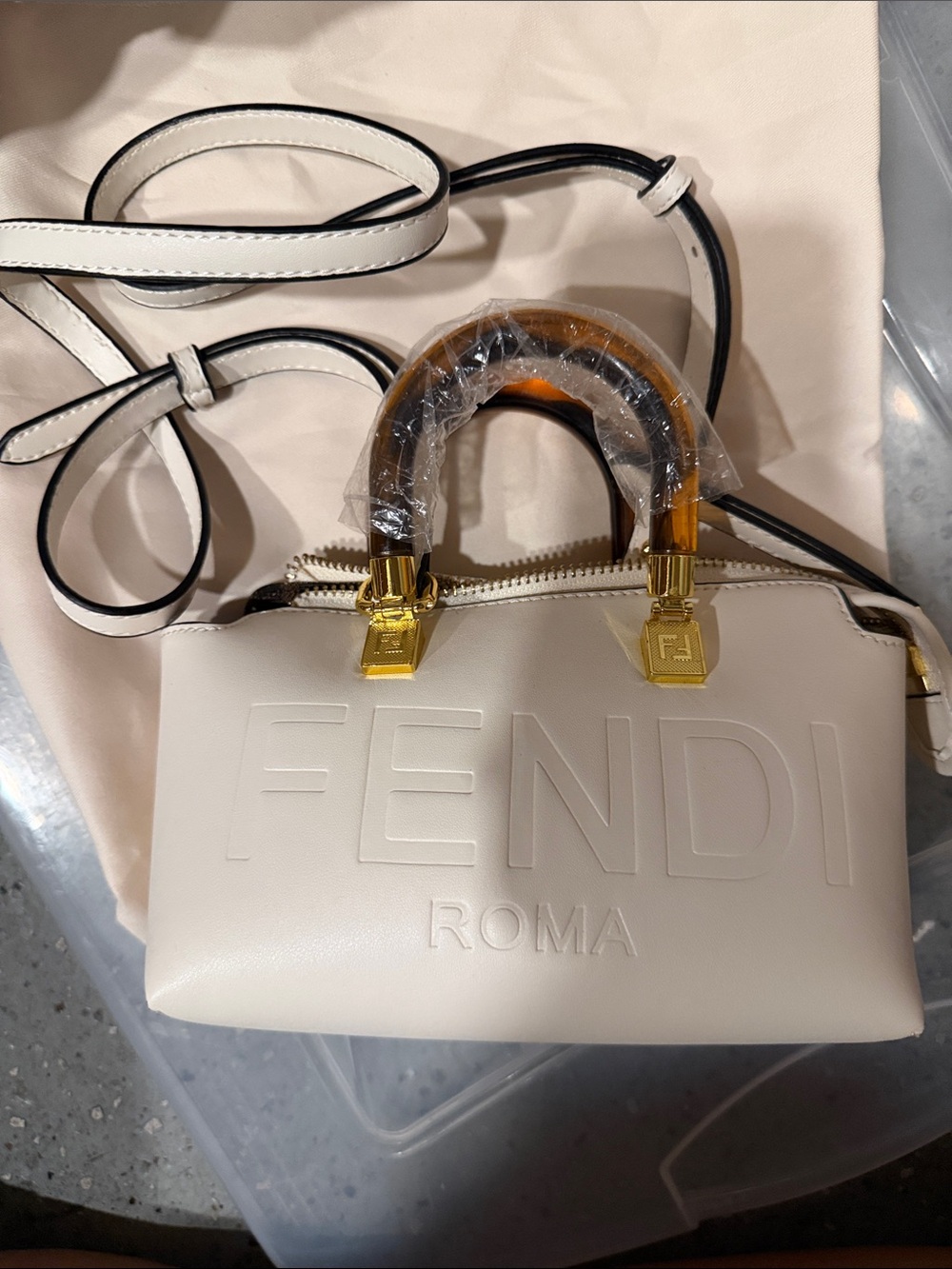 Inspired Collection Mini Top-Handle Bag in Cream with Gold Hardware